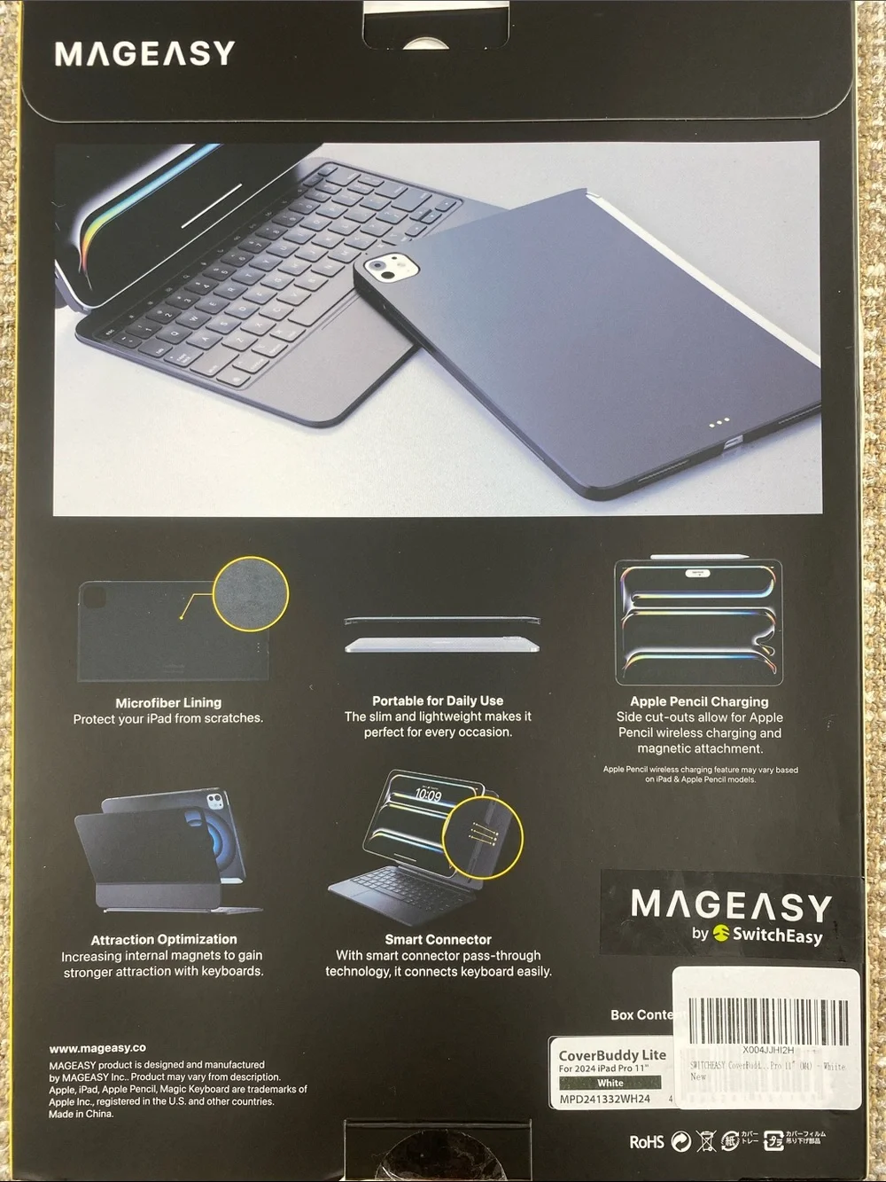 Magnetic protective case for 2024 iPad Pro 11” &Magic Keyboard for iPad Pro M4